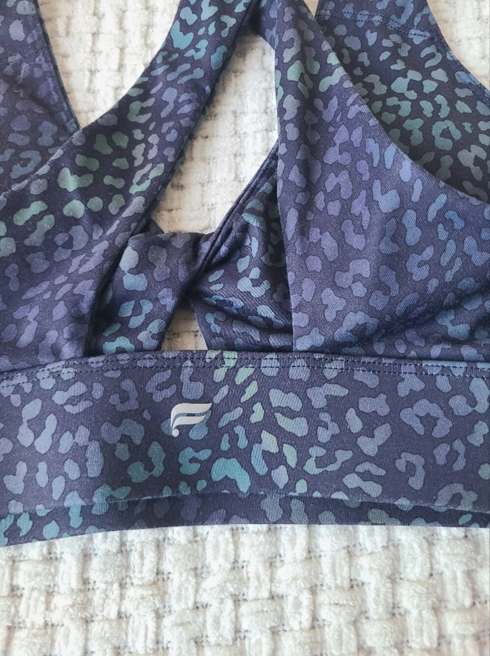Fableticw Women's Dark Navy Leopard Print Racerback Sports Bra Size XS